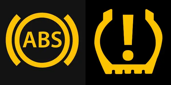 voyant ABS et pression des pneus allumé