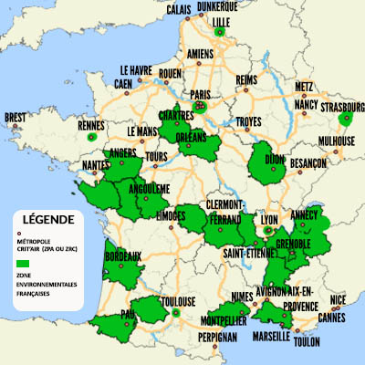 Carte France zone Crit'Air