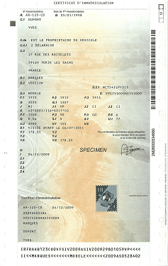 carte grise certificat d'immatriculation