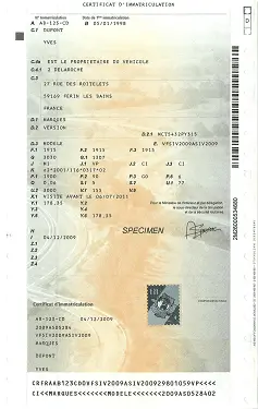 carte grise certificat d'immatriculation