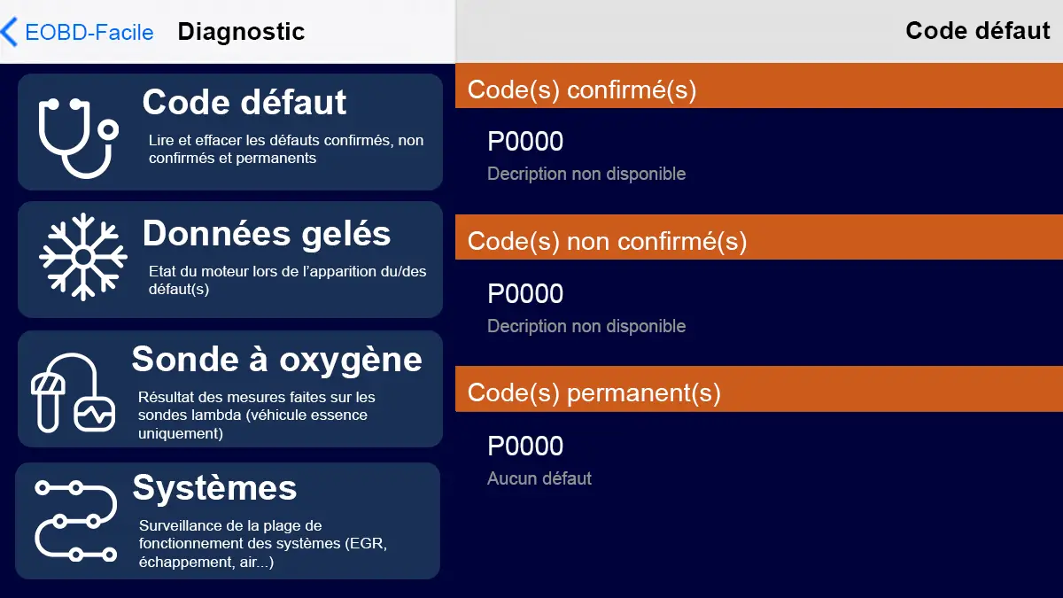Code défaut confirmé