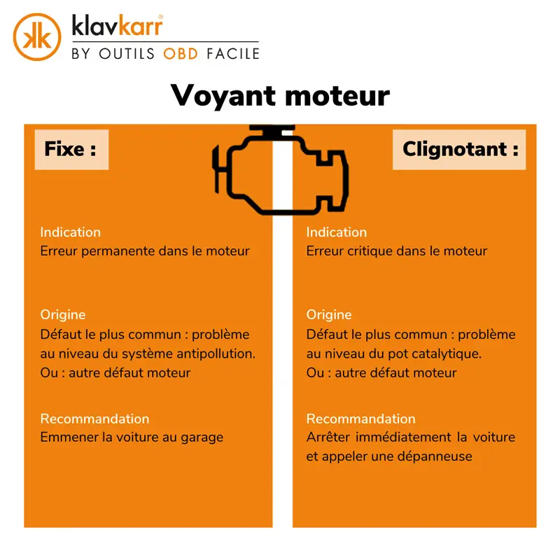voyant moteur fixe, allumé