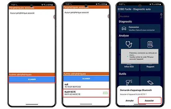 Les paramètres pour connecter le klavkarr 210